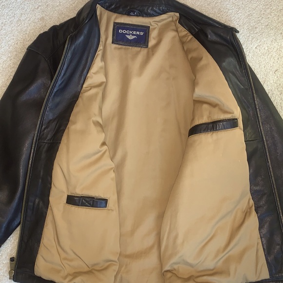 MENS DOCKERS BLACK LEATHER JACKET - Picture 5 of 7